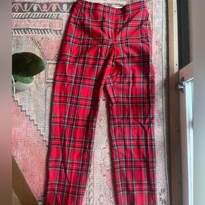 Plaid wool blend trousers
